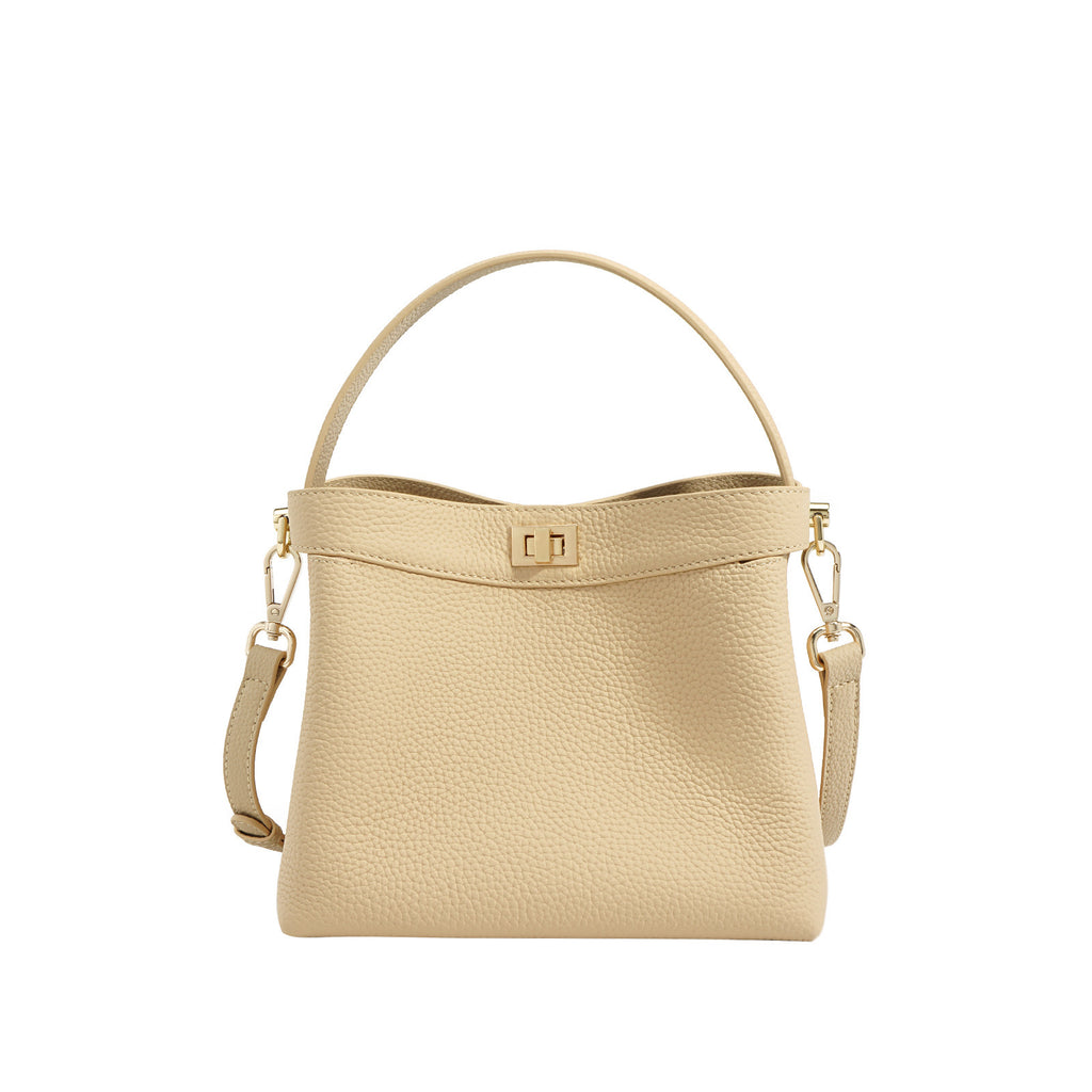 Women's Genuine Leather Bucket Crossbody Bag - Versatile, Simple, 20cm
