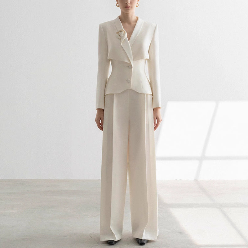 Apricot Women's Temperament Small Suit Outfit Polyester Trousers