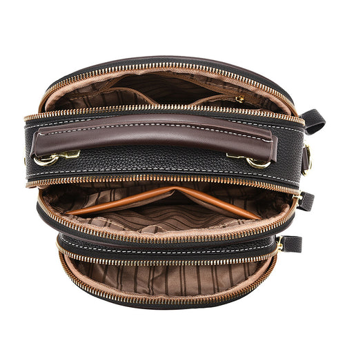 Sac bandoulière carré polyvalent pour femme avec plusieurs fermetures éclair et une bandoulière