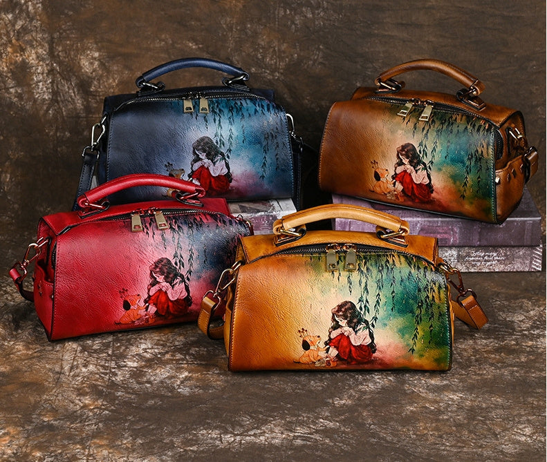 Sac à bandoulière multifonctionnel grande capacité pour femmes à dégradé dessiné à la main
