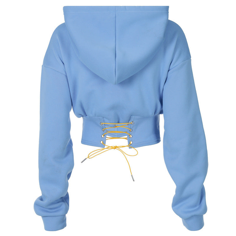 Sweat à capuche polaire à manches longues brodé lettres mode
