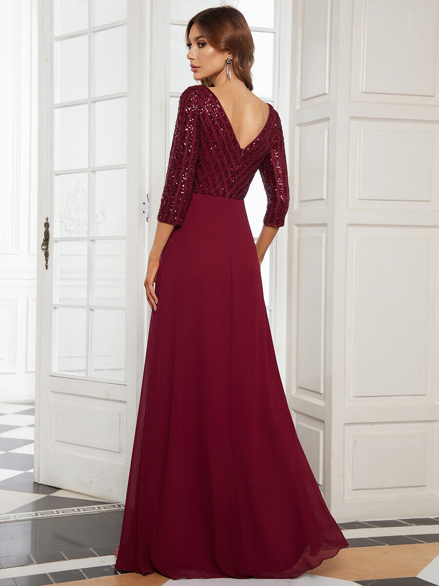 Large Sequin Stitching Evening Dress Sleeveless A-Line
