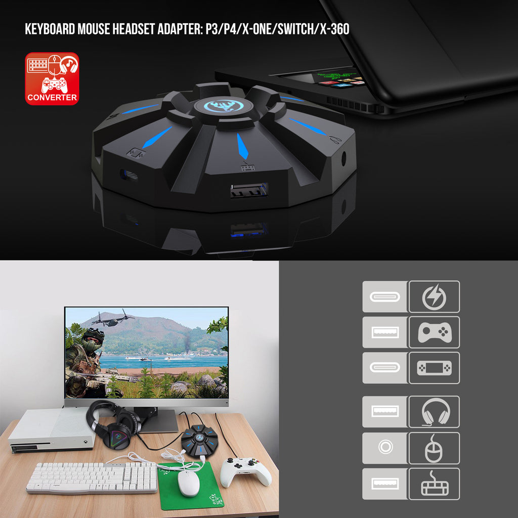 مجموعة محول لوحة المفاتيح والماوس لجهاز PS4 و Xbox One و N-Switch مع شحن تايب سي