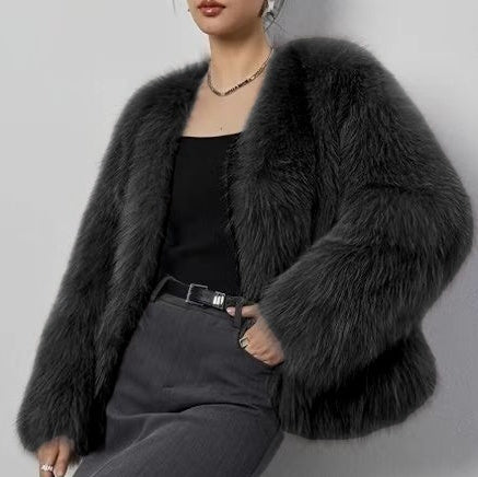 Women's Short Artificial Fur Coat Fashion Outerwear