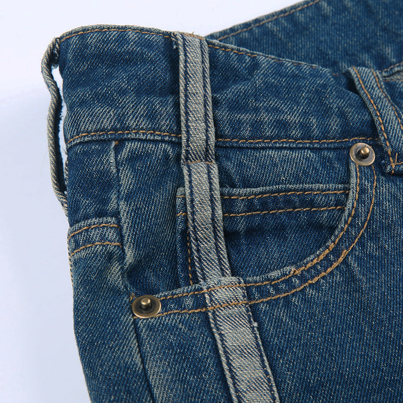 Salopette en jean bleue taille basse Spice Girls