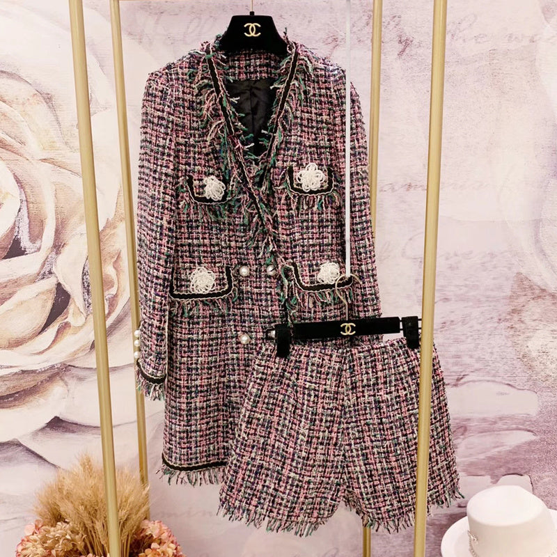 Two-piece Woven Woolen Coat Slim Slimming Medium-length Woolen Coat