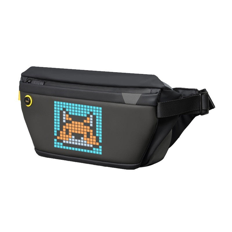 Sac bandoulière croisé homme à écran pixel LED noir 340x150x90mm