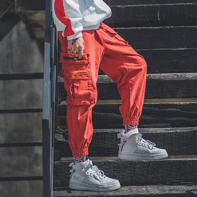 Men's Cotton Strapped Street Trend Loose Nine-Point Harlan Pants