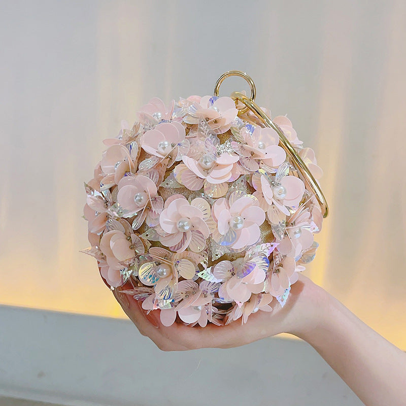 Flowery Shoulder Crossbody Small Bag Bracelet Round