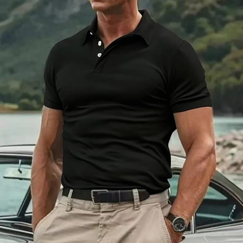 Chemise unie décontractée à manches courtes pour hommes