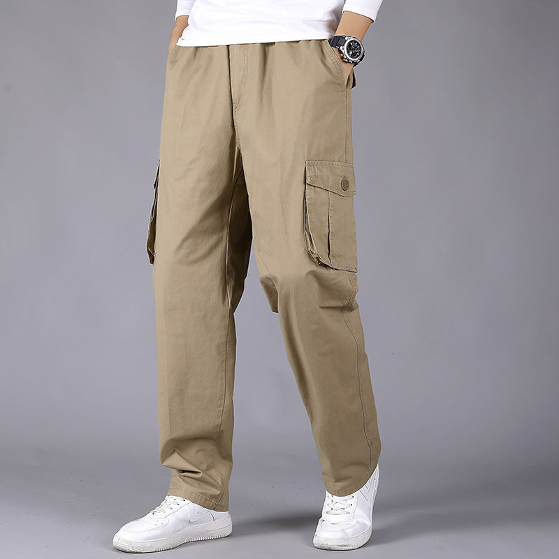 Thin Cotton Cargo Pants Loose Straight Leg Korean Style