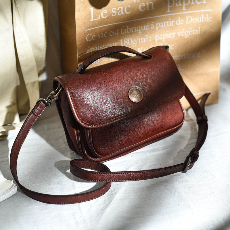 Sac à bandoulière neutre en cuir de vachette avec fermeture éclair