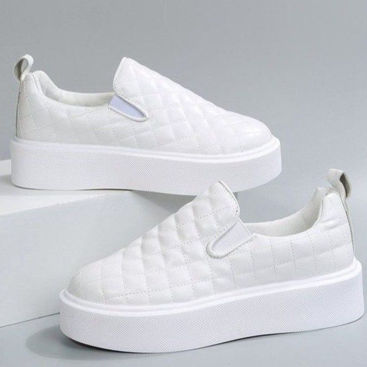 Chaussures plates en cuir à plateforme écossaises pour femmes