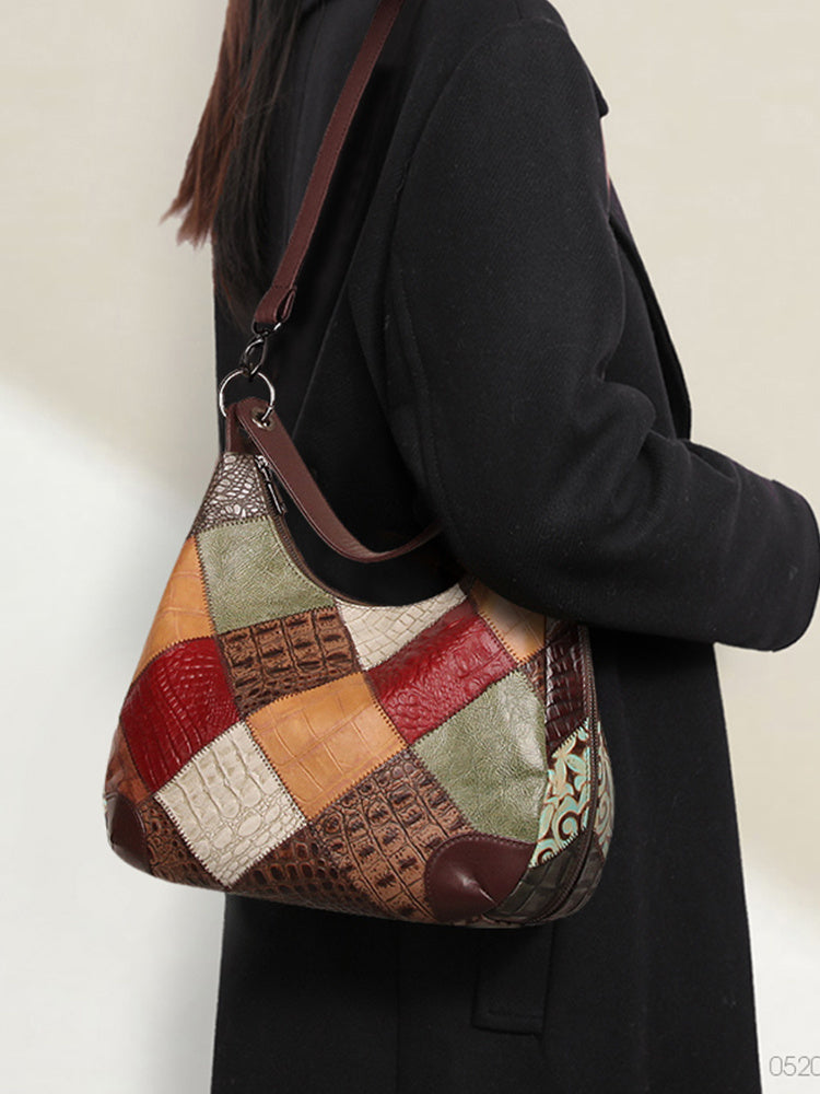 Women's Large Genuine Leather Shoulder Tote Bag 31x12x25cm