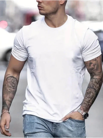 T-shirt décontracté imprimé homme, coupe ajustée, en fibre de polyester