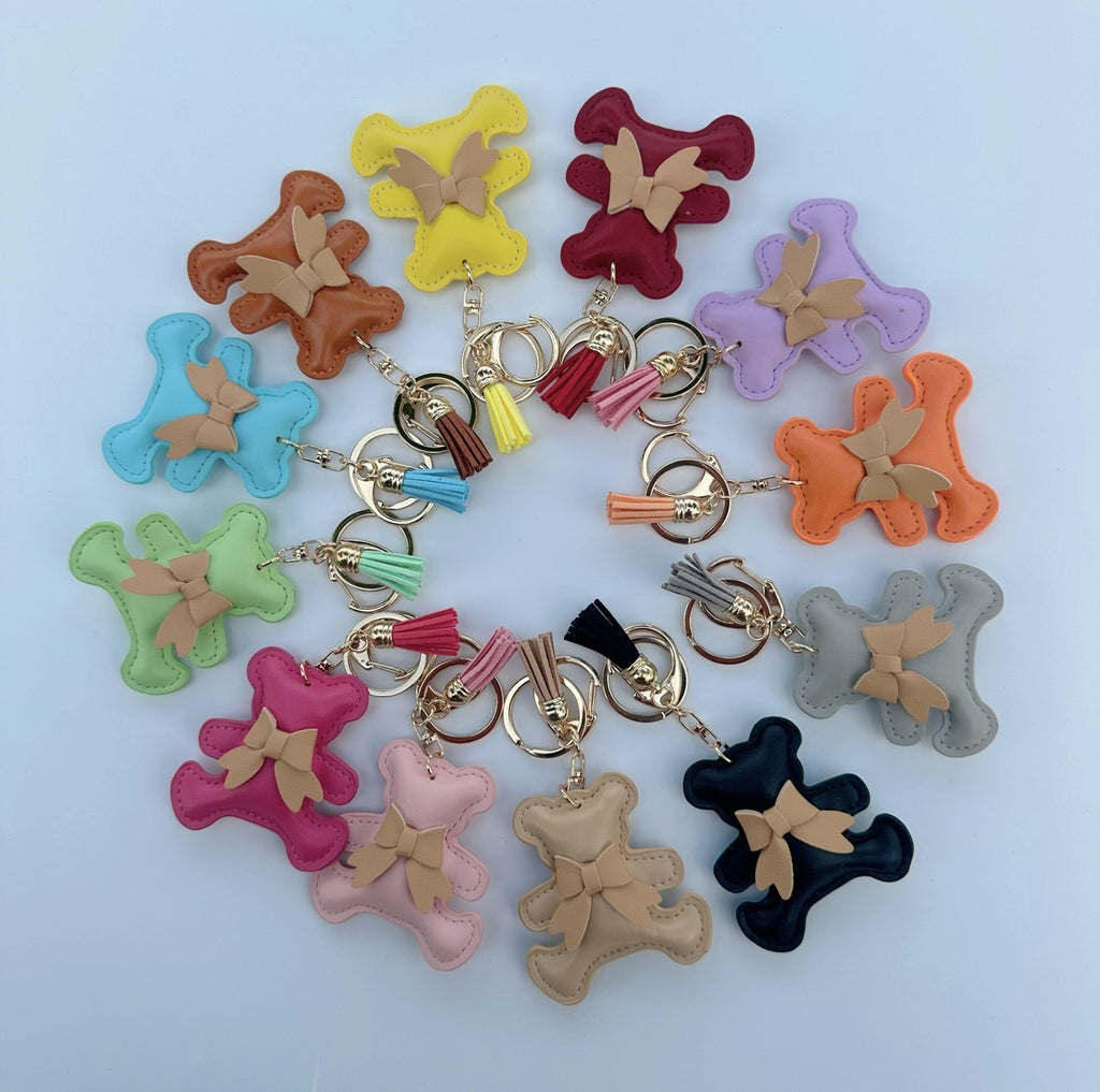 Cartoon Bear Artificial Leather Phone Case Pendant Keychain