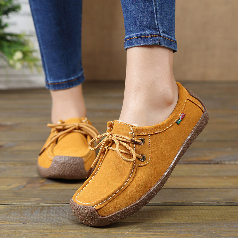 Women’s Lace-Up Flat Frosted Sneakers with Cross Straps