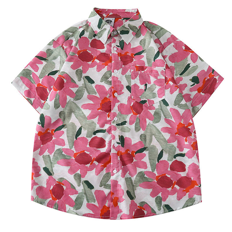 Women's Retro Girly Printed Short-Sleeve Shirt Polyester S-XXXL