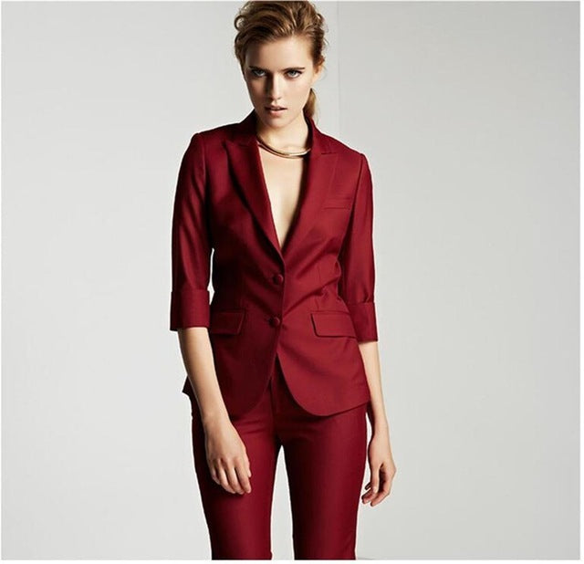 Orange Notched Lapel Ladies Women's Suit