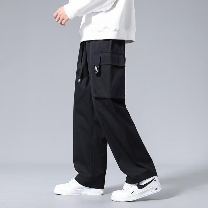 Pantalon cargo droit ample à cordon pour garçon