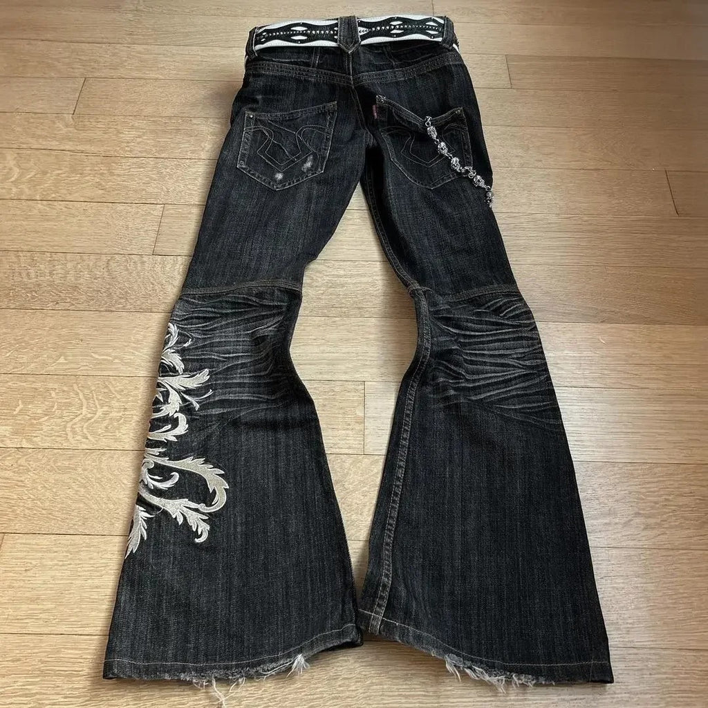 Embroidered Denim Jeans for Men and Women