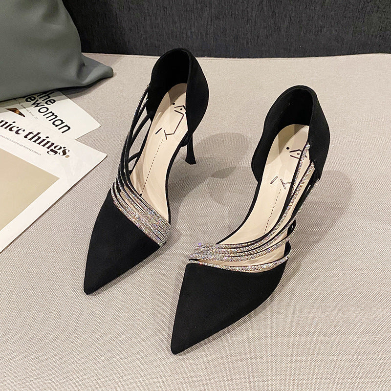 Spring Summer Rhinestone Pointed Stiletto High Heels