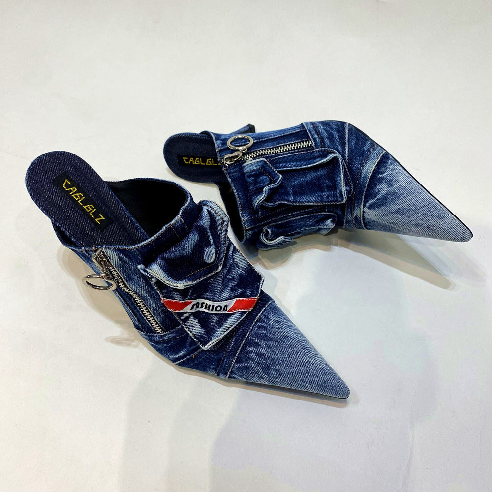 High Heel Pointed-Toe Slippers for Women