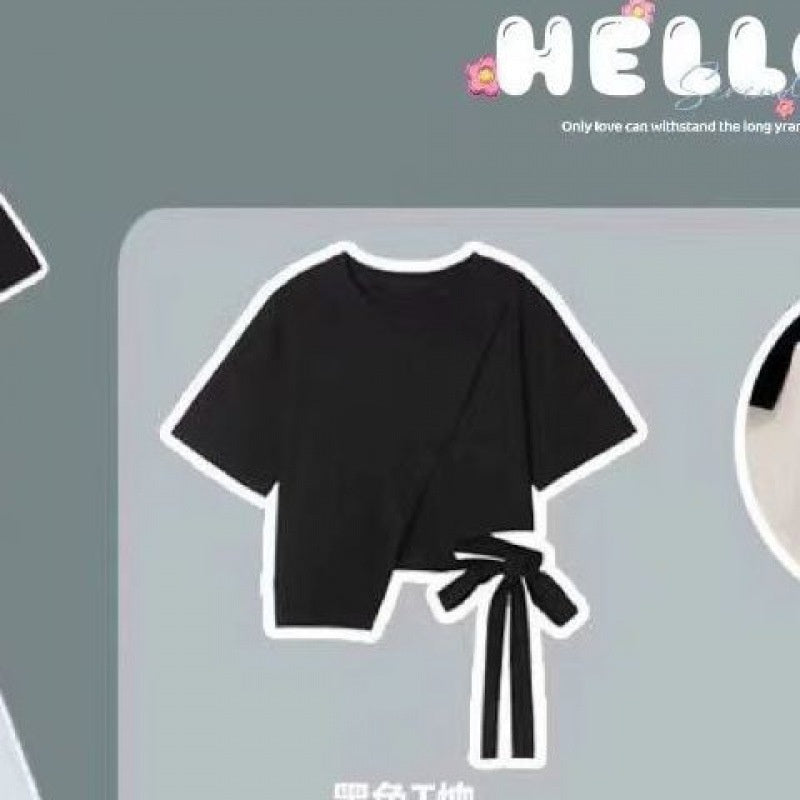 Stylish Loose Short Sleeve T-Shirt and Skirt Set for Women