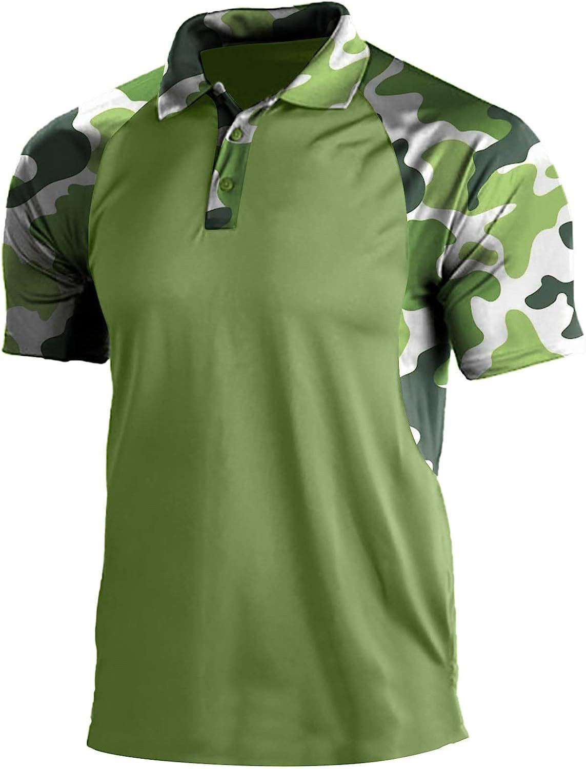 Men's Striped Polo Shirt Lapel Zipper Short Sleeve Polyester