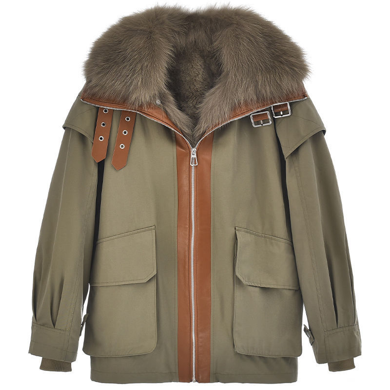 معطف نسائي قابل للفصل من الفرو الصناعي