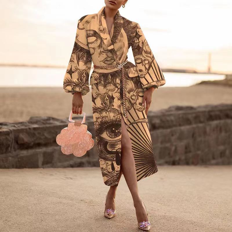 Lapel Long Sleeve Casual Warm Woolen Coat