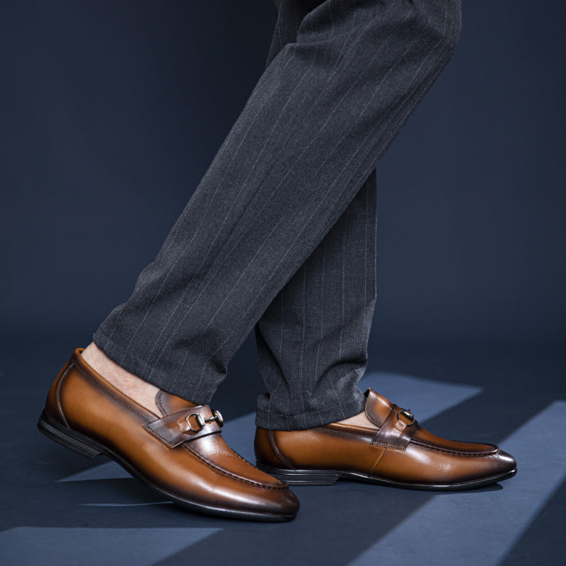 Chaussures d'affaires en cuir faites à la main pour homme avec boucle tête de cheval