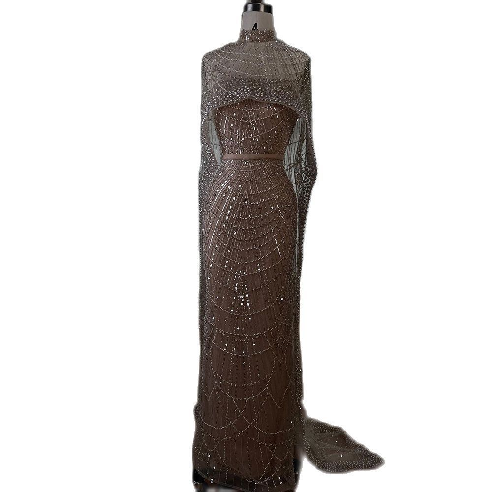 Robe de soirée longue de luxe perlée pour femme
