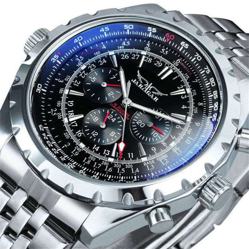 Montre décontractée multifonction mécanique à grand cadran pour hommes