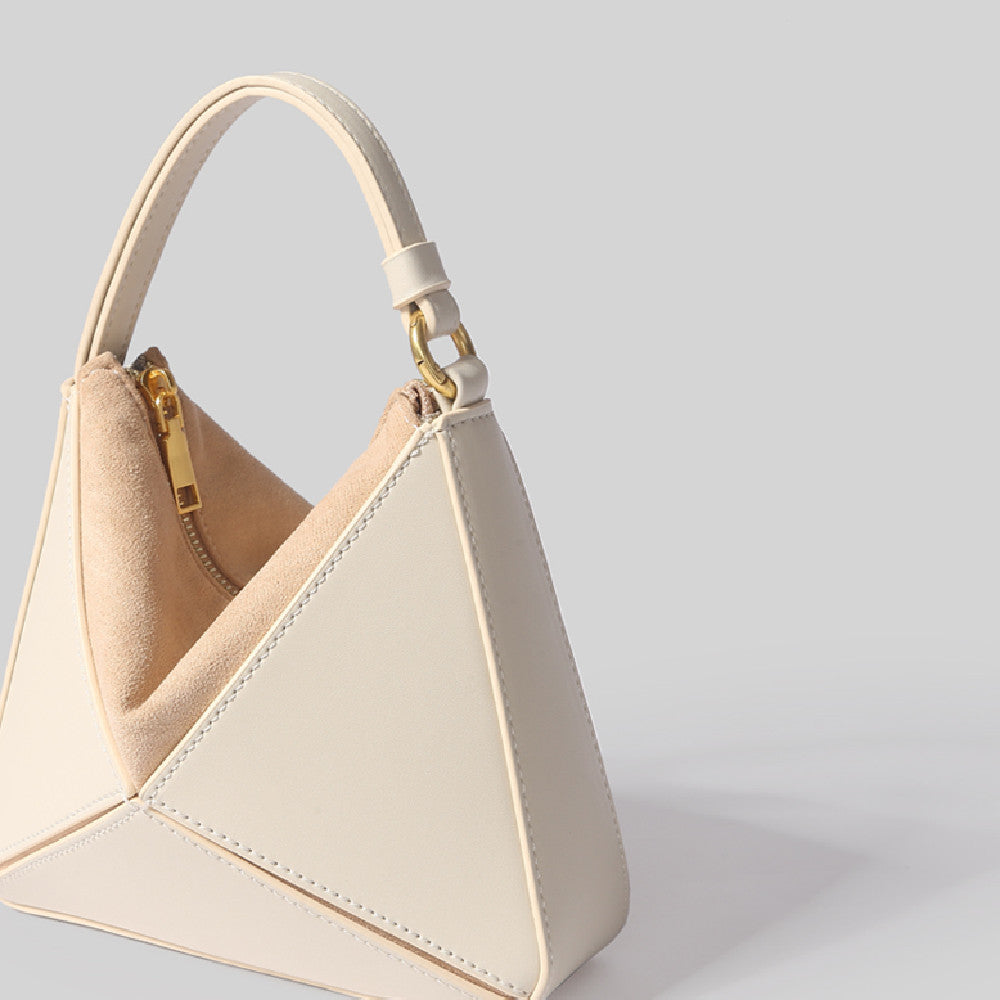 Triangular Diamond Grid Folding Tote Crossbody Bag