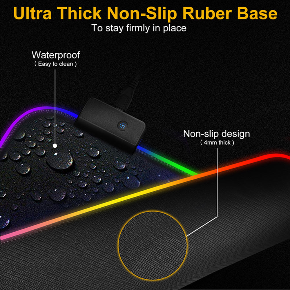 لوحة ماوس ألعاب مضيئة RGB LED كبيرة غير قابلة للانزلاق للمكتب