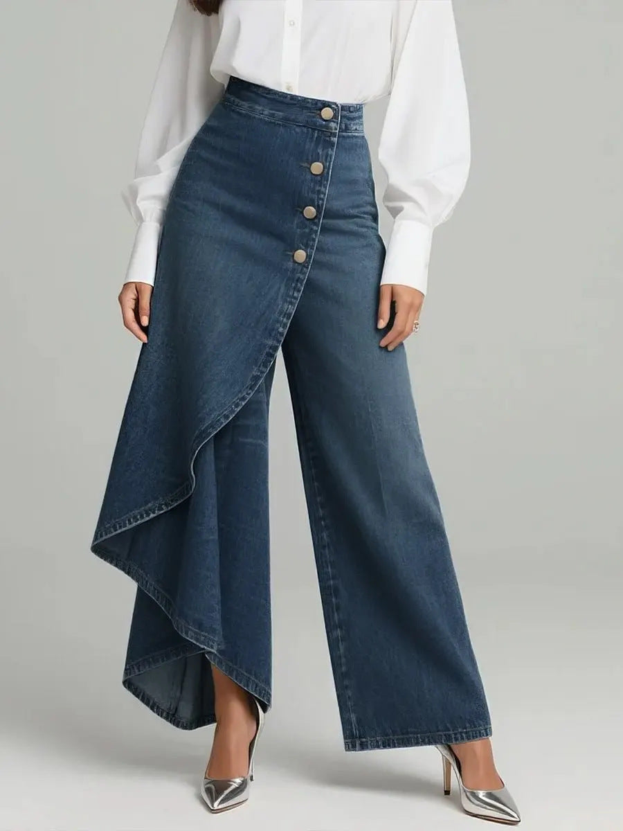 Women’s Solid Color Wide-Leg Style Printed Pants