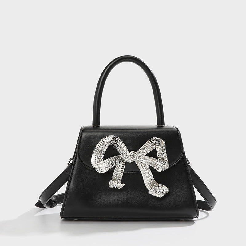 Diamond Bow Small Square Portable Bag with Diamond Inlay