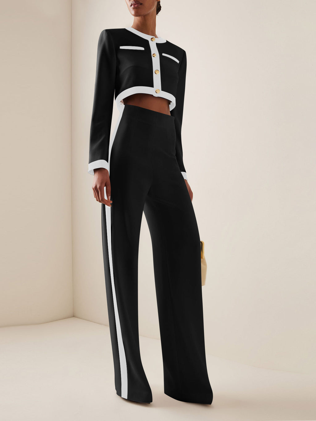 Women's Office Wear Suit Set with Long Sleeve Top and Trousers