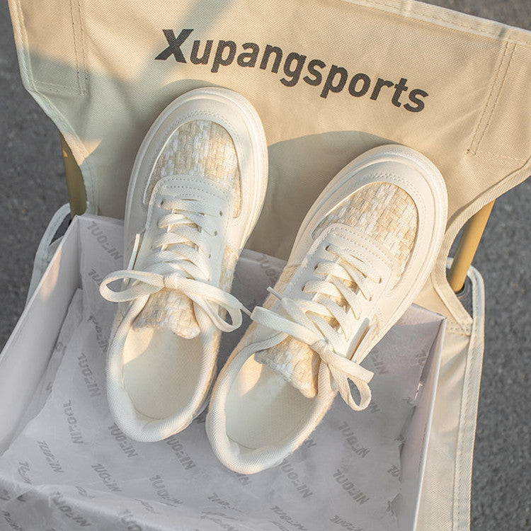 Chaussures de sport basses en toile beige style japonais