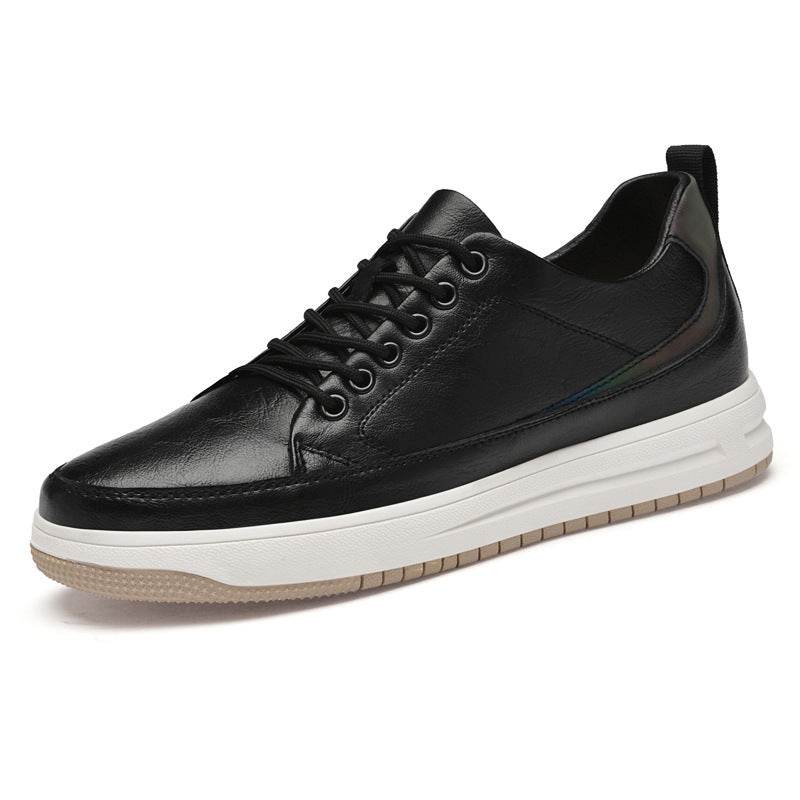 Men's Casual Cowhide Heightened Shoes - Black, Beige, Khaki, Sizes 37-43