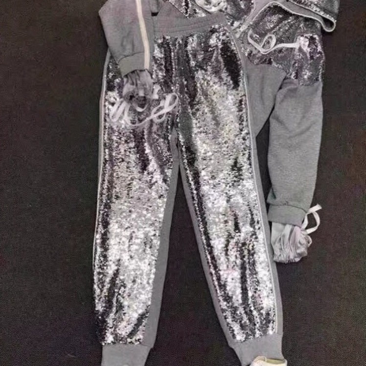 Ensemble pull à capuche gris et pantalon décontracté amincissant en fibre de polyester pour femme