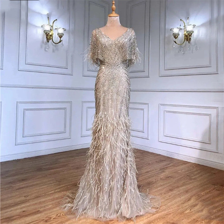 Women's Lace Single Sleeve Evening Dress