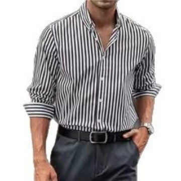 Men's Casual Comfortable Striped Button-Up Shirt for Spring and Autumn