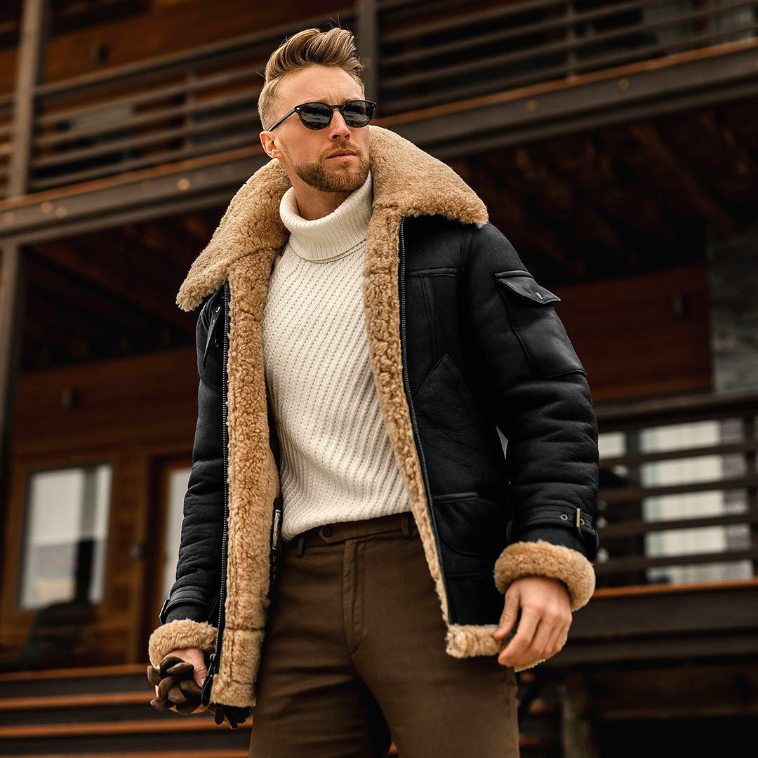 Mens Winter Military Fleece Jacket with Fur Collar Tactical Coat