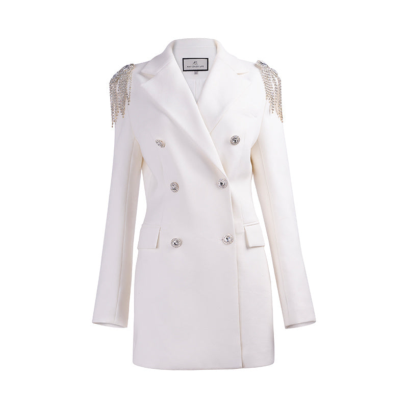 Double-Breasted Woolen Suit Dress