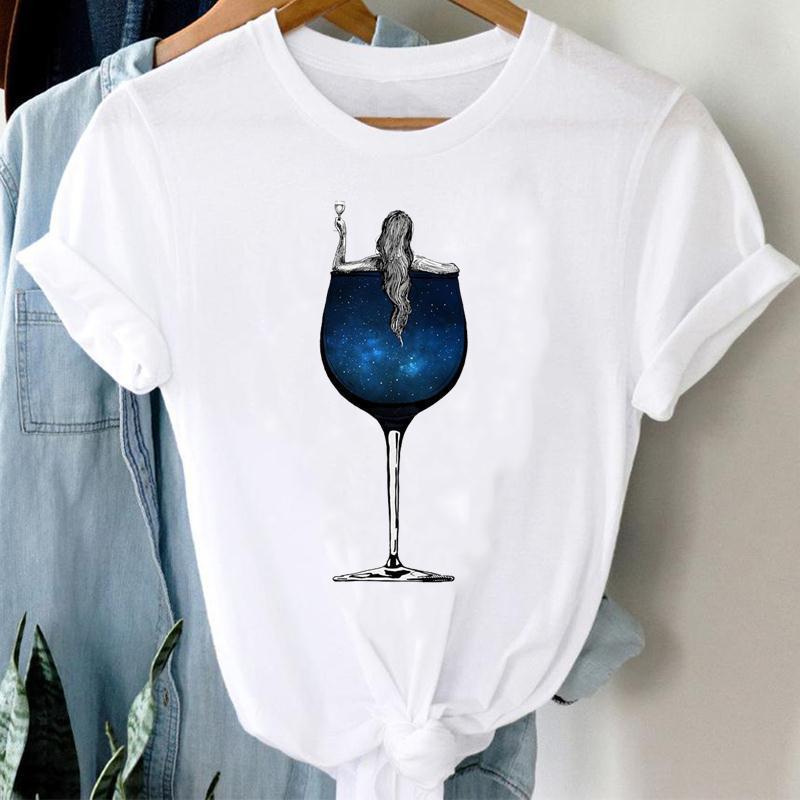 Women’s Wine Print Short Sleeve Casual Top