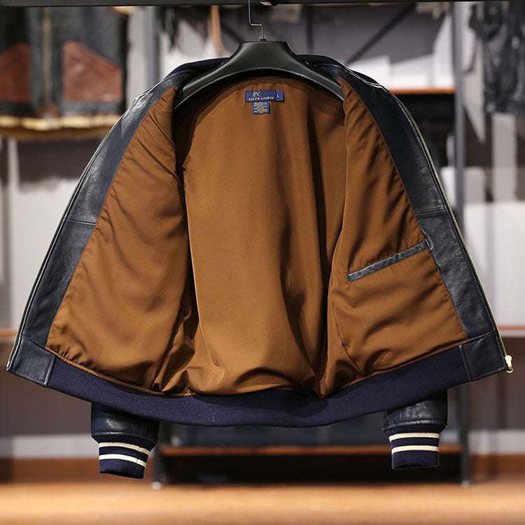 Men's Casual Standing Collar Leather Jacket