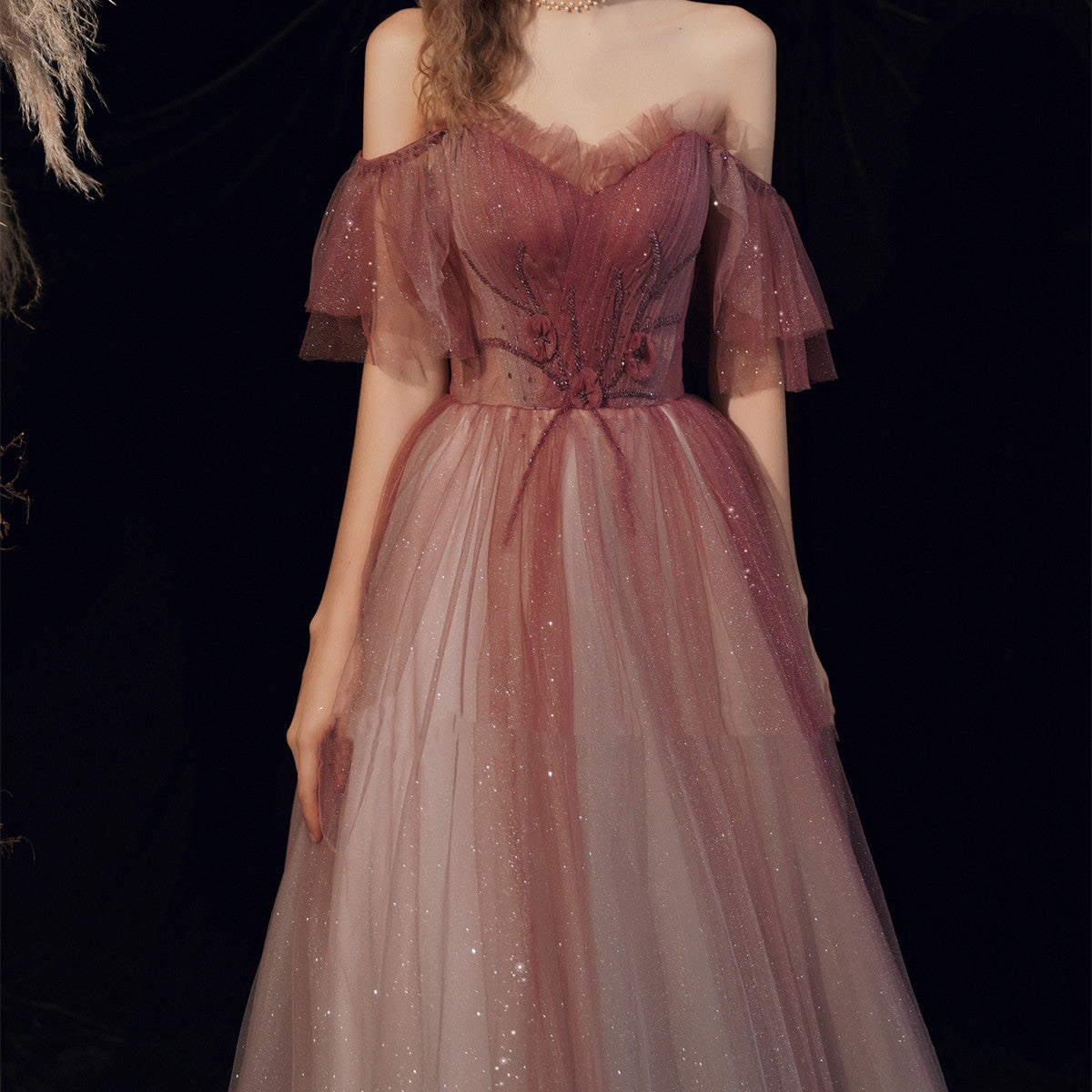 Robe de mariée coréenne dégradée rouge avec bandage pour femmes, tailles XS-L