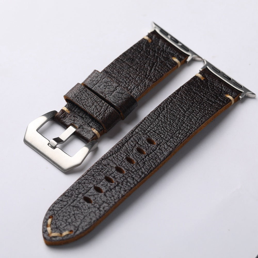 Bracelet en cuir de vachette première couche marron foncé fait main 40-45MM